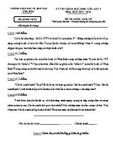 Đề thi chọn học sinh giỏi môn Lịch sử Lớp 9 - Năm học 2015-2016 - Phòng giáo dục và đào tạo Ứng Hòa (Có đáp án)